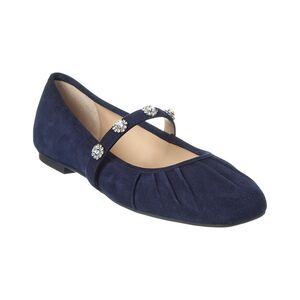 Stuart Weitzman Justina Suede Mary Jane Ballet Flat, Blue